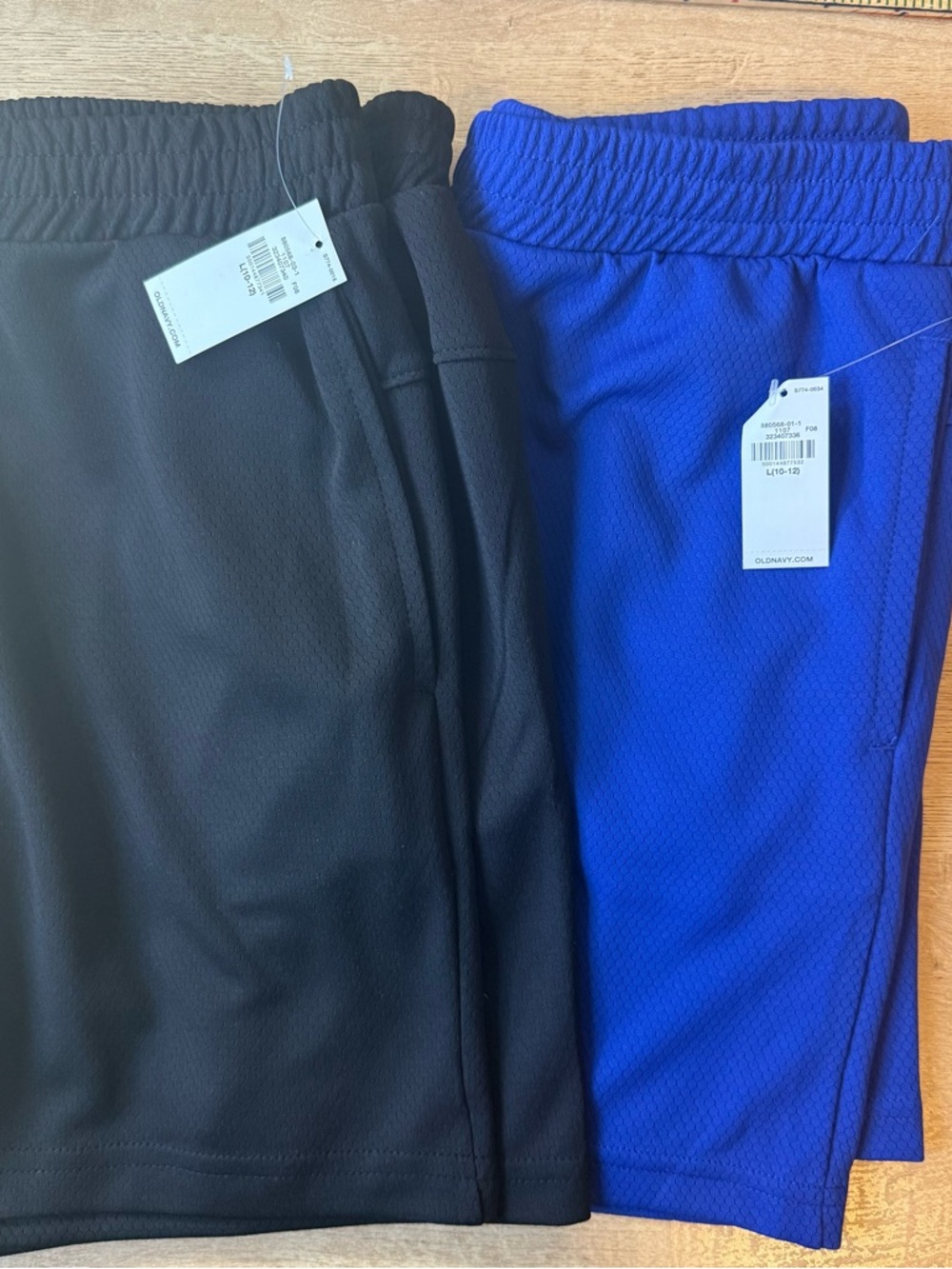 Boys Old Navy Mesh Performance Shorts - 2 Pair - Size Large - Black & Blue NWT